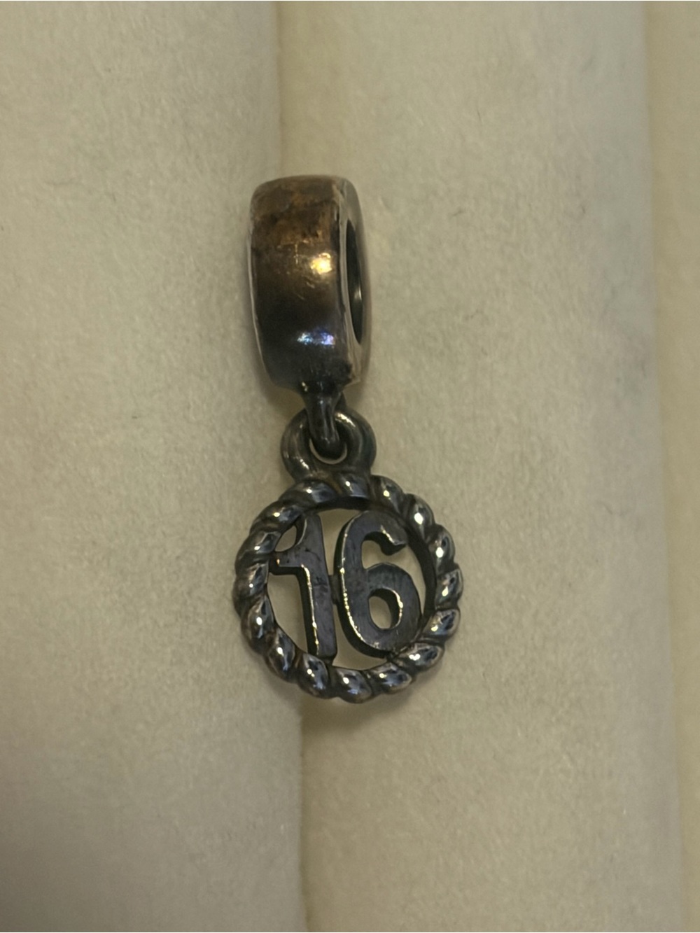 retired Pandora Sweet 16th Birthday sterling silver dangle charm, model # 790494